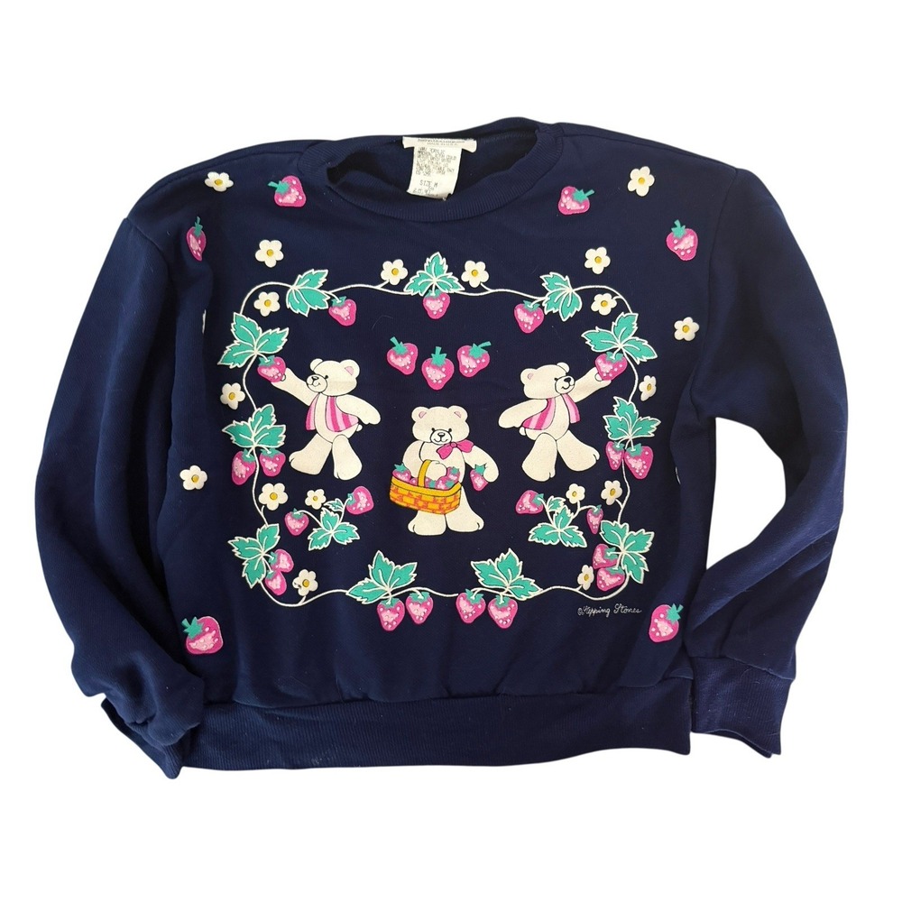 Stepping Stones vintage puffy paint sweatshirt bears strawberries size‎ medium 8